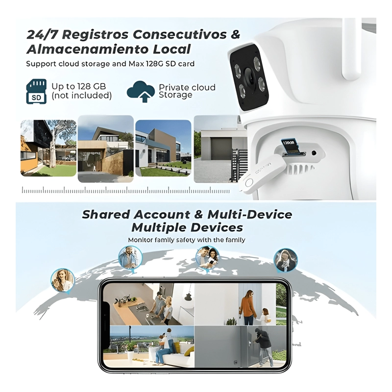 CAMARA WIFI SEGURIDAD IP EXTERIOR DOBLE LENTE WIFI PLUS - 4