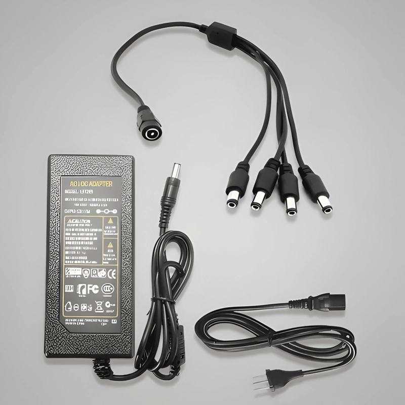 CARGADOR FUENTE PODER CAMARAS SEGURIDAD 12V 5A CABLE 4 BOCAS - 2