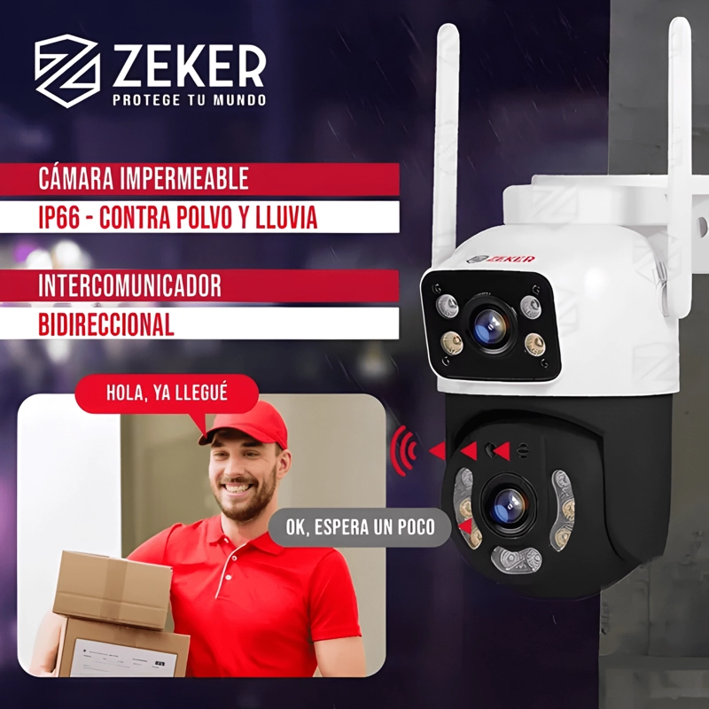 PACK X3 CAMARA DE SEGURIDAD 2.4G ZEKER DOBLE 4MP MINI - 3