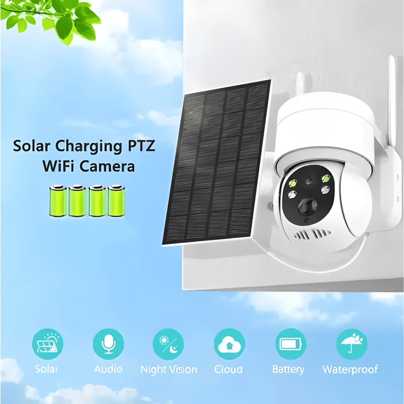 CAMARA SOLAR PARA EXTERIORES IP 1080 INALAMBRICA 360 BLANCO - 2