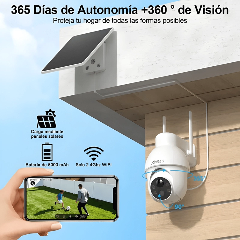 CAMARA SEGURIDAD SOLAR PANEL WIFI IP BATERIA 3MP CON AUDIO - 1