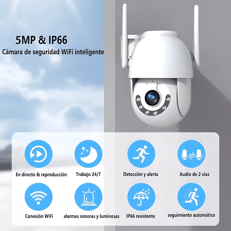CAMARA DE SEGURIDAD WIFI EXTERIOR 5MP 360° HD IP PTZ IV - 2