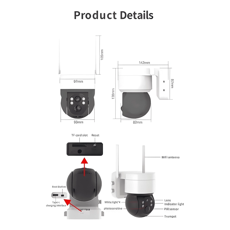 CAMARA SOLAR DE SEGURIDAD WIFI EXTERIOR HD 1080P 360 ICSEE - 4