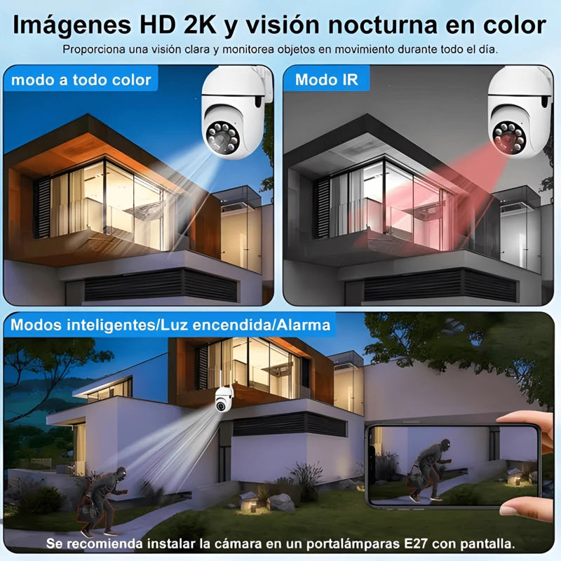 CAMARA DE SEGURIDAD EXTERIOR 3MP INALAMBRICA HD 360° PRO - 3