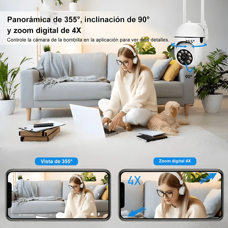 CAMARA DE SEGURIDAD EXTERIOR 3MP INALAMBRICA HD 360° PRO - 4