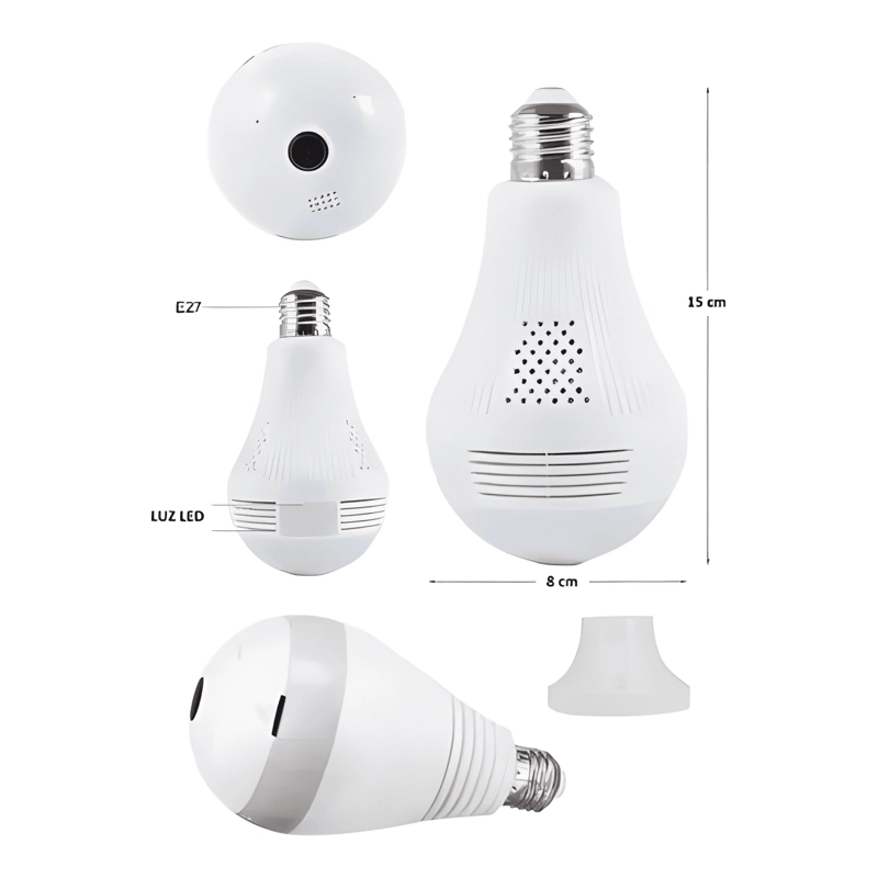 CAMARA DE SEGURIDAD AMPOLLETA IP 360º WIFI HD VIGILANCIA PLU - 1