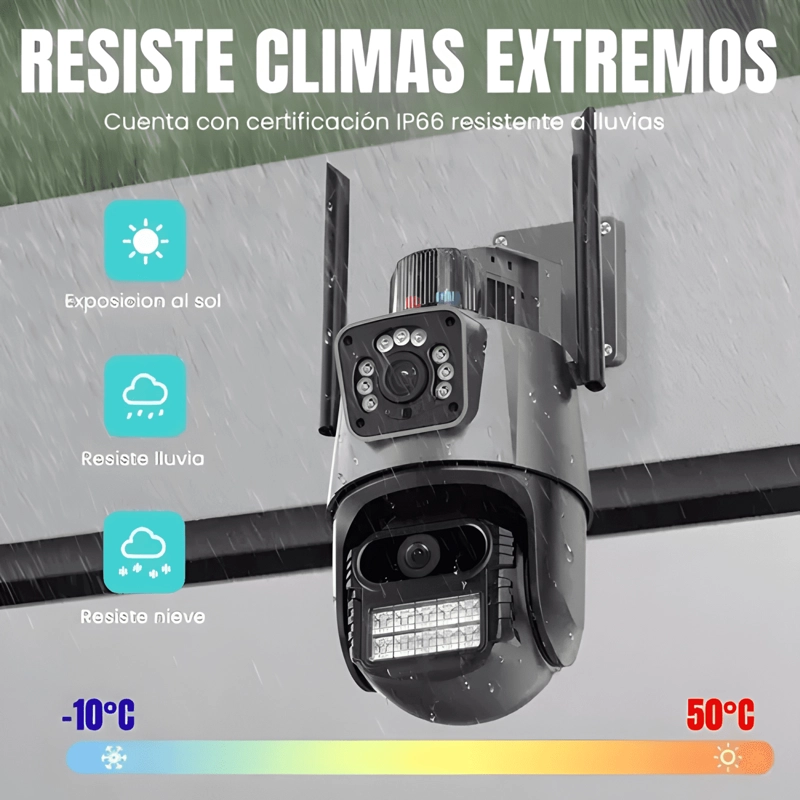 CAMARA SEGURIDAD EXTERIOR WIFI FULLHD 1080P 8MP DOBLE GRIS - 1