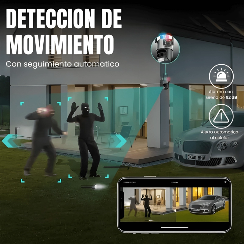 CAMARA SEGURIDAD EXTERIOR WIFI FULLHD 1080P 8MP DOBLE GRIS - 2