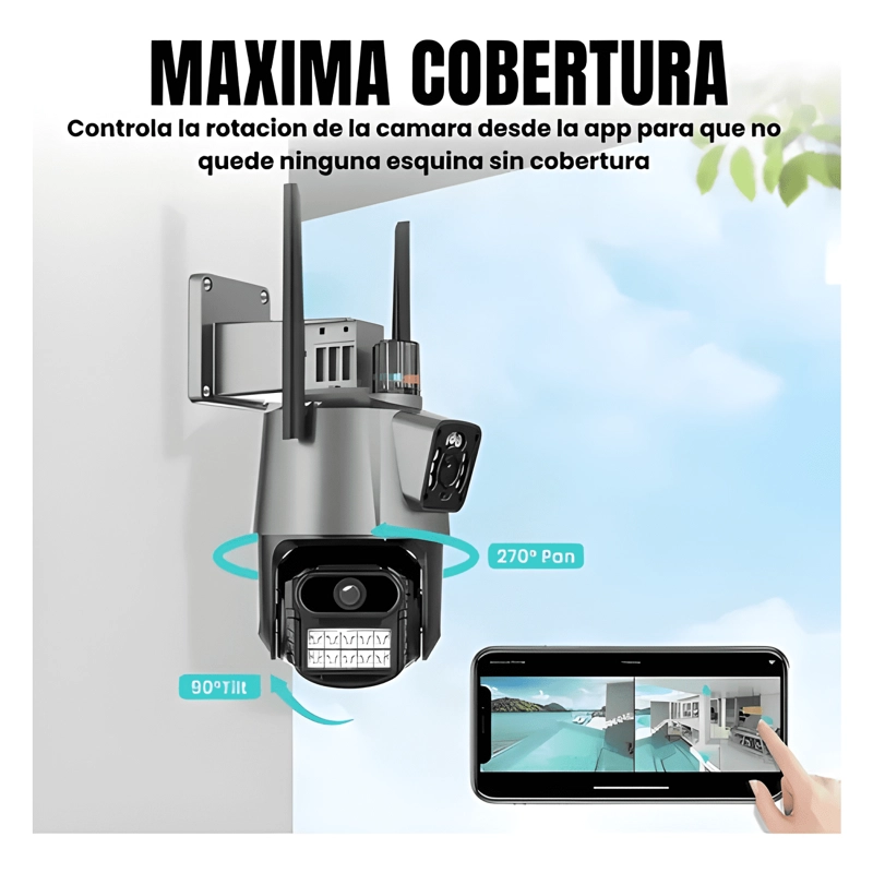 CAMARA SEGURIDAD EXTERIOR WIFI FULLHD 1080P 8MP DOBLE GRIS - 3