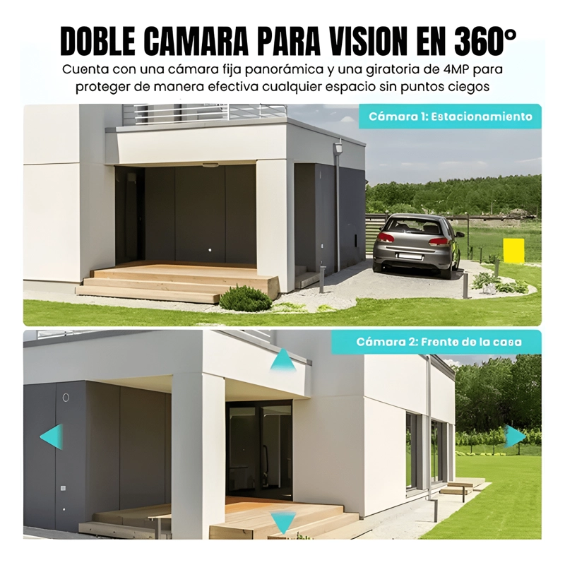 CAMARA SEGURIDAD EXTERIOR WIFI FULLHD 1080P 8MP DOBLE GRIS - 4
