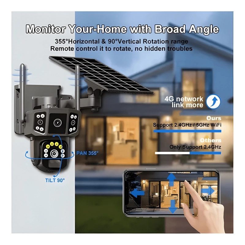 CAMARA SEGURIDAD ENERGIA SOLAR INTELIGENTE WIFI NEGRO - 4