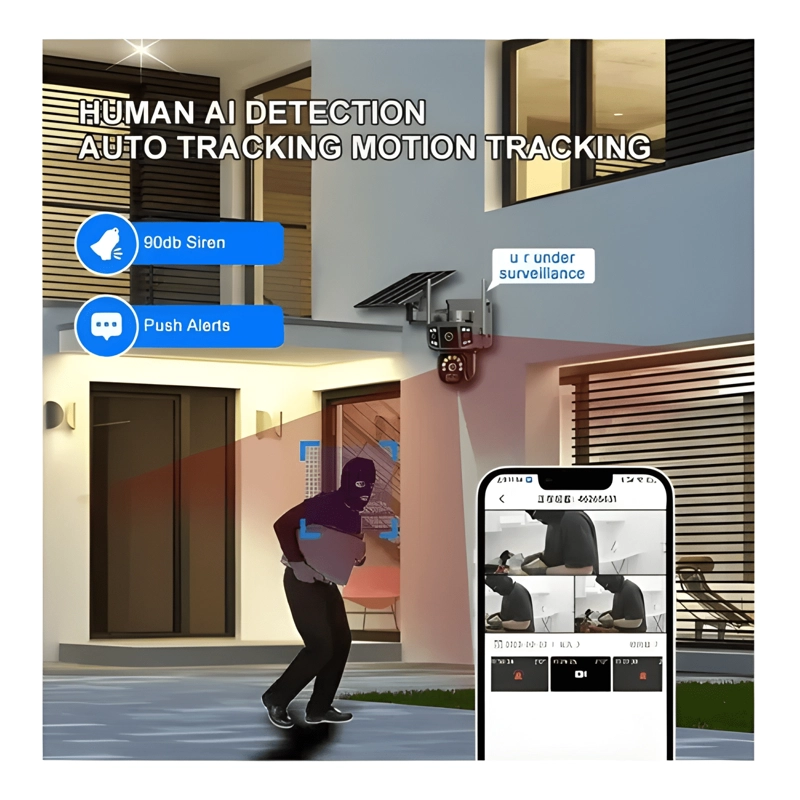 CAMARA SEGURIDAD SOLAR WIFI INALAMBRICA LENTE DUAL4K V380PRO - 2