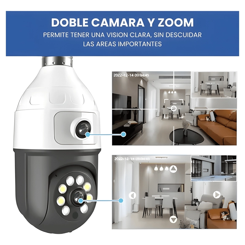 CAMARA SEGURIDAD WIFI DOBLE LENTE VISION NOCTURNA 2MP BLANCO - 3
