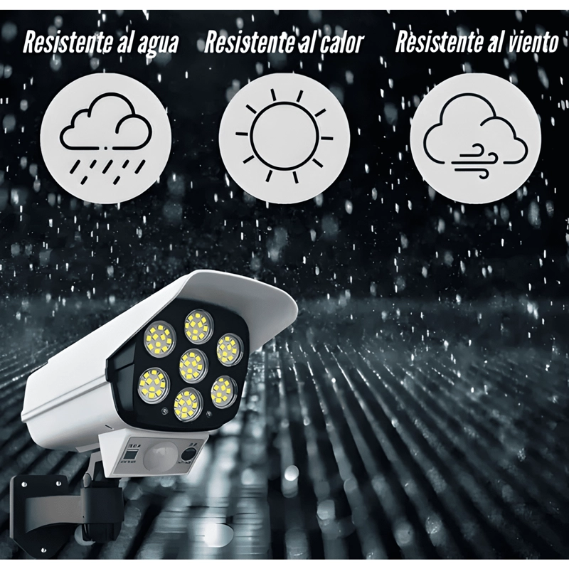 CAMARA SEGURIDAD SOLAR FALSA SENSOR MOVIMIENTOS FOCO BLANCO - 3