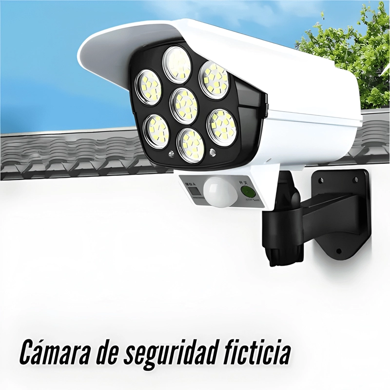 CAMARA SEGURIDAD SOLAR FALSA SENSOR MOVIMIENTOS FOCO BLANCO - 4