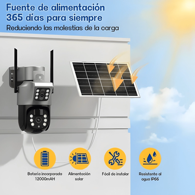 CAMARA EXTERIORES DE SEGURIDAD CON DOBLE LENTE CON ALARMA - 1