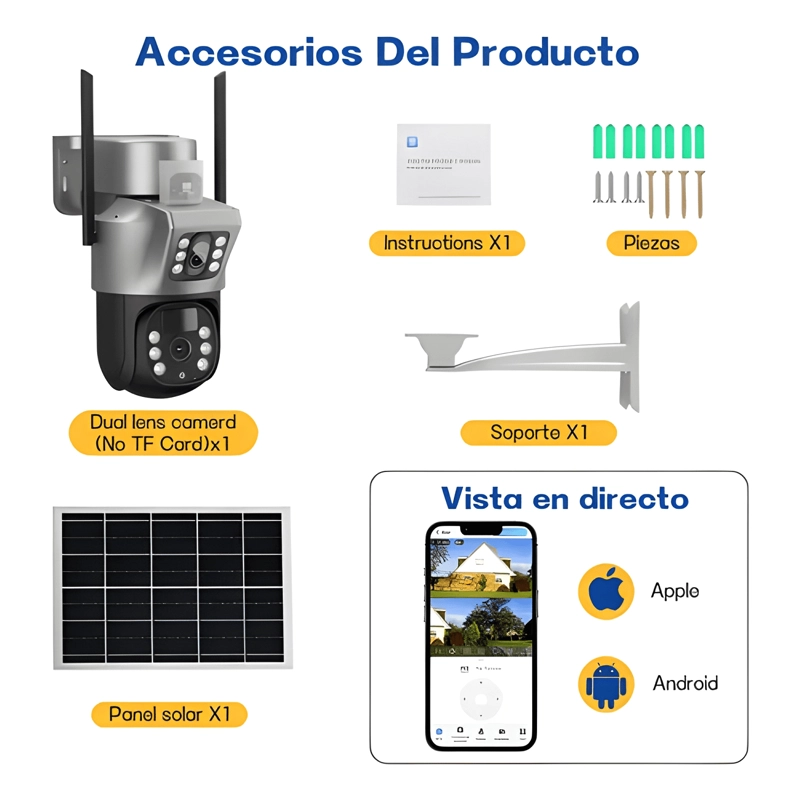 CAMARA EXTERIORES DE SEGURIDAD CON DOBLE LENTE CON ALARMA - 4