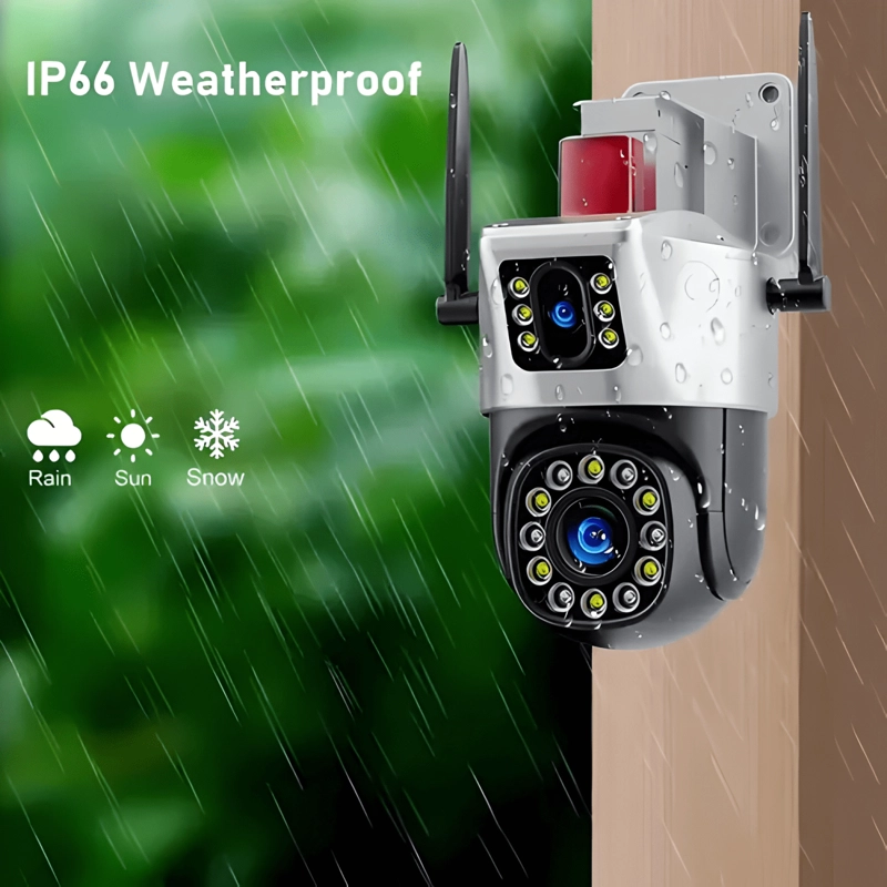 CAMARA EXTERIOR SEGURIDAD DOBLE VISION IP WIFI BALIZA ROJA - 1