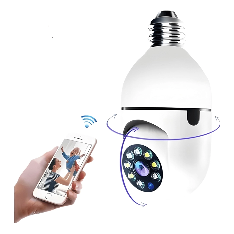 CAMARA DE SEGURIDAD INALAMBRICA 360° TIPO AMPOLLETA SE RED - 1