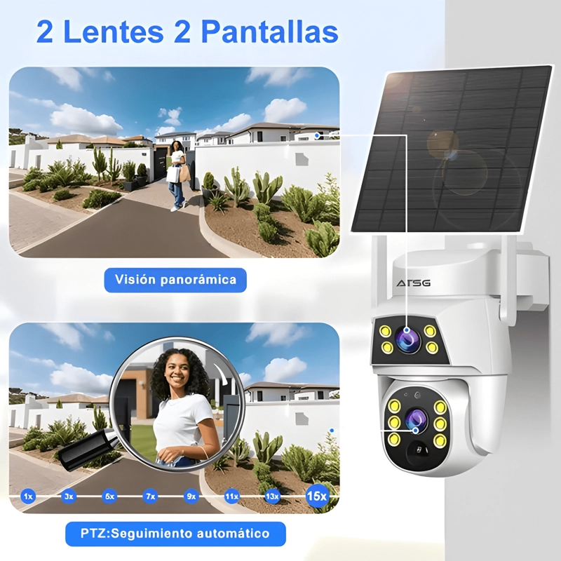 ATSG CAMARA SOLAR EXTERNA 2K DOBLE LENTE 360° IP66 PRO - 2