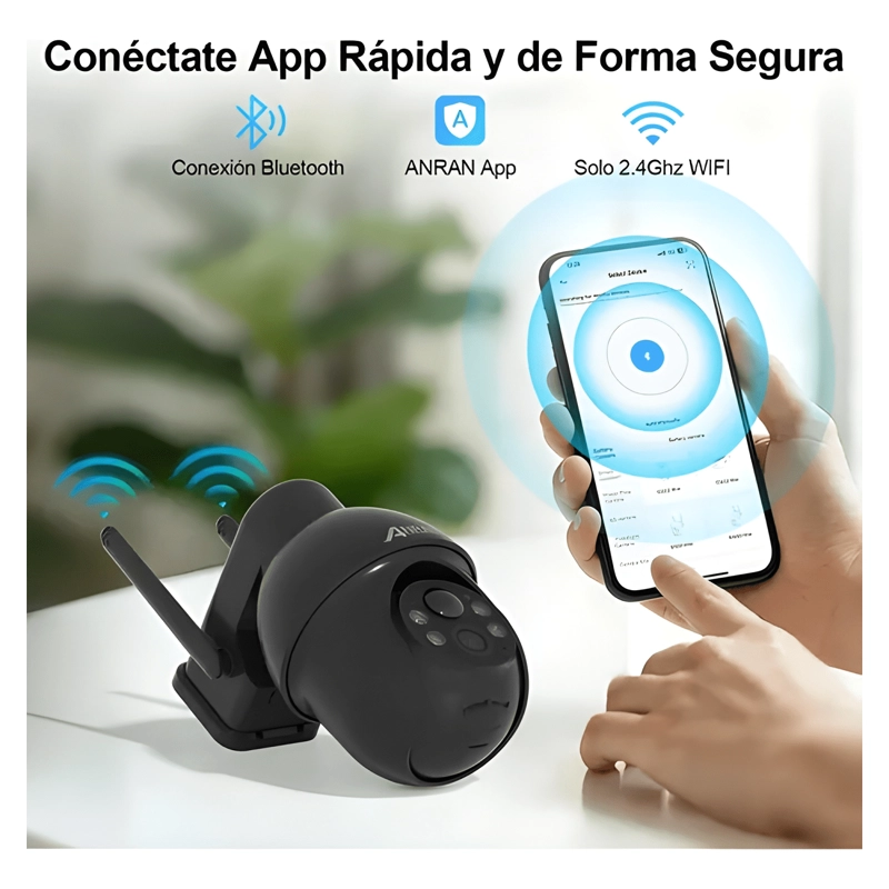 SOLAR CAMARA DE SEGURIDAD ANRAN N30W1545 IP WIFI CON NEGRO - 2