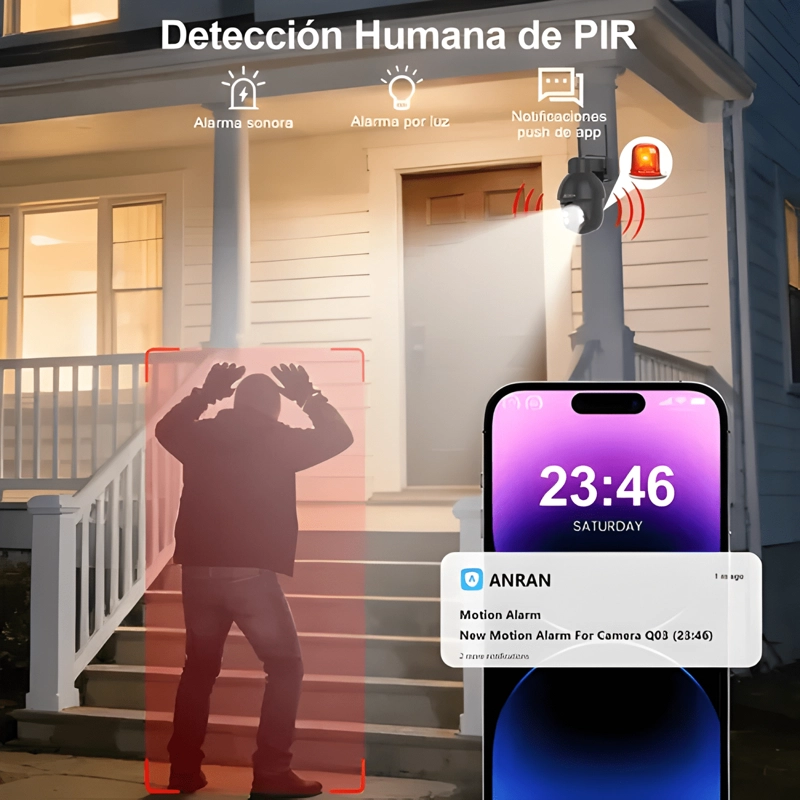 SOLAR CAMARA DE SEGURIDAD ANRAN N30W1545 IP WIFI CON NEGRO - 4