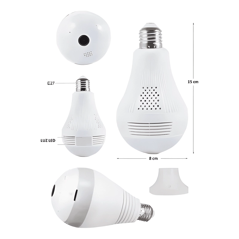 CAMARA DE SEGURIDAD AMPOLLETA IP 360º WIFI HD VIGILANCIA - 2