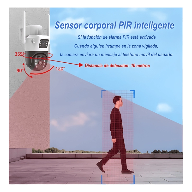CAMARA SOLAR 360° EXTERIOR WIFI INALAMBRICA DOBLE LENTE PLUS - 4