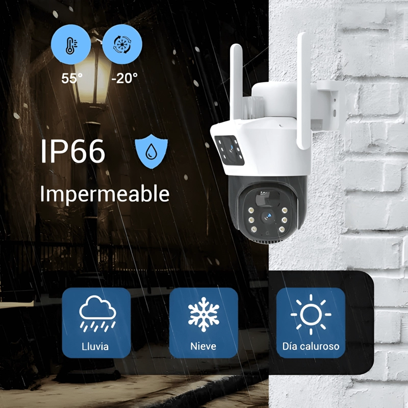 CAMARA SOLAR360°EXTERIOR WIFI INALAMBRICA DOBLE LENTE4MP+32G - 1