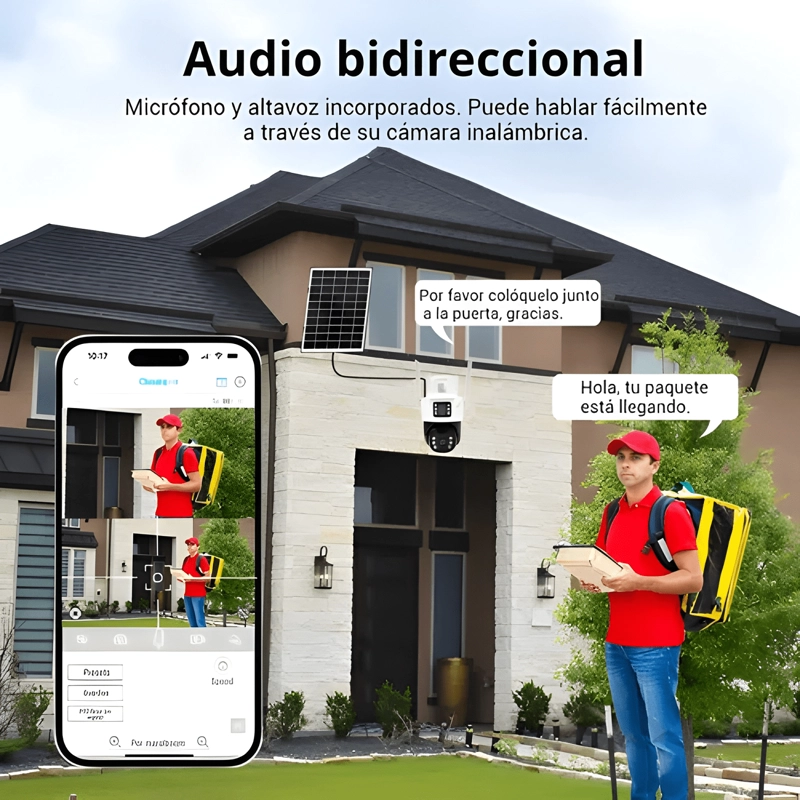 CAMARA SOLAR360°EXTERIOR WIFI INALAMBRICA DOBLE LENTE4MP+32G - 2