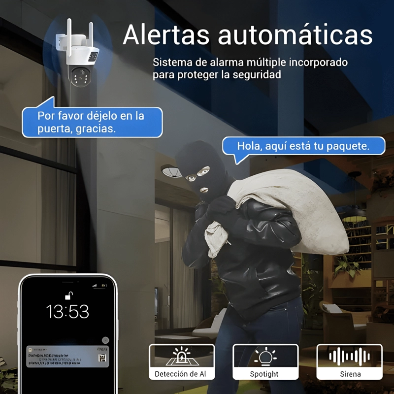 CAMARA SOLAR360°EXTERIOR WIFI INALAMBRICA DOBLE LENTE4MP+32G - 4