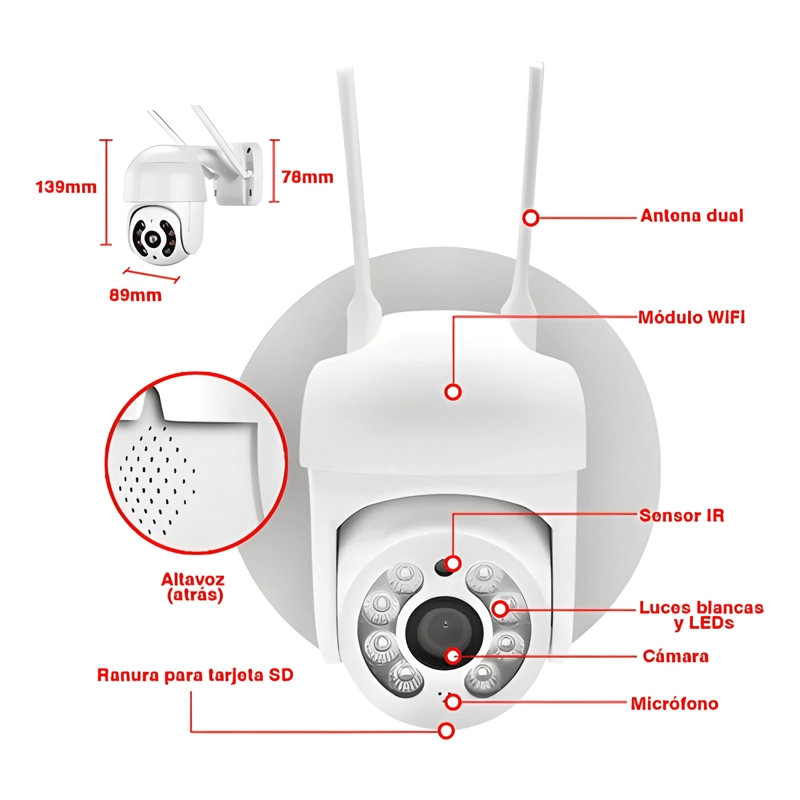 CAMARA DE SEGURIDAD SMART CAMERA WIFI INALAMBRICA BLANCO - 3
