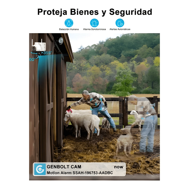 GENBOLT® 3G/4G LTE SOLAR CAMARA DE VIGILANCIA EXTERIOR 360 - 3