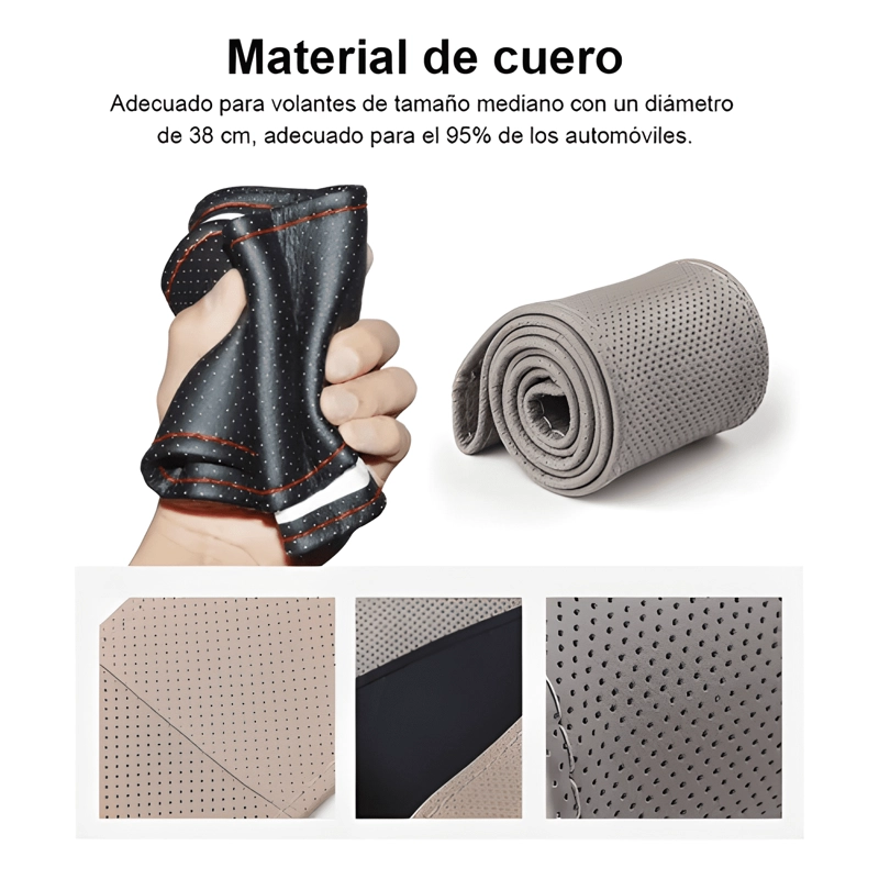 FUNDA CUBRE VOLANTE COSIDO ANTIRRESBALANTE PARA AUTO 38 CM - 2