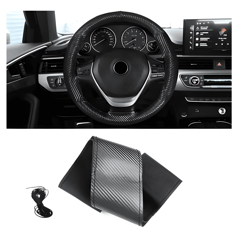 FUNDA CUBRE VOLANTE COSIDO PARA AUTO + HILO Y AGUJA - 2