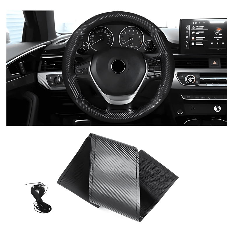 FUNDA CUBRE VOLANTE COSIDO PARA AUTO + HILO Y AGUJA /R&C - 1
