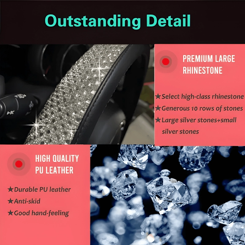 FUNDA CUBRE VOLANTES ACCESORIOS AUTO DIAMANTE REDONDO PRO - 1