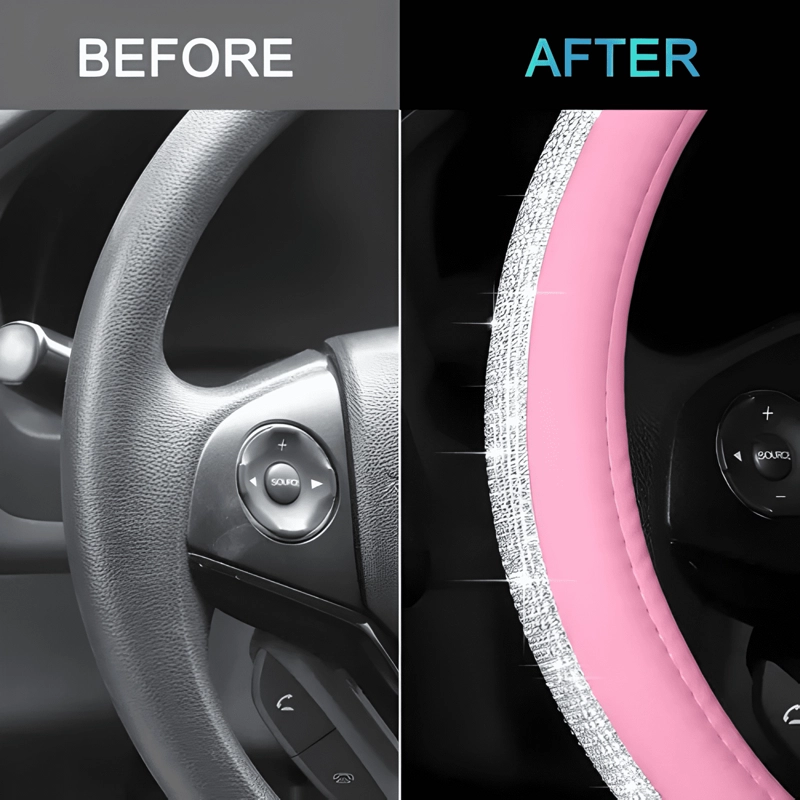 FUNDA CUBRE VOLANTES ACCESORIOS AUTO DIAMANTE REDONDO MAX - 2