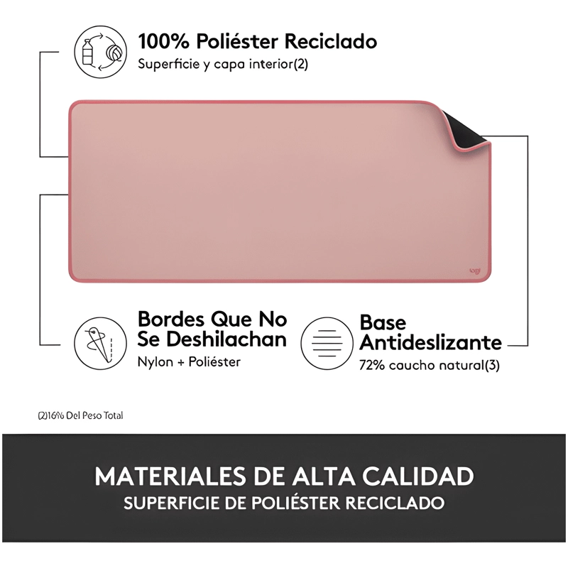 PADMOUSE LOGITECH DESK MAT STUDIO ROSE 70X30CM COLOR ROSA - 3