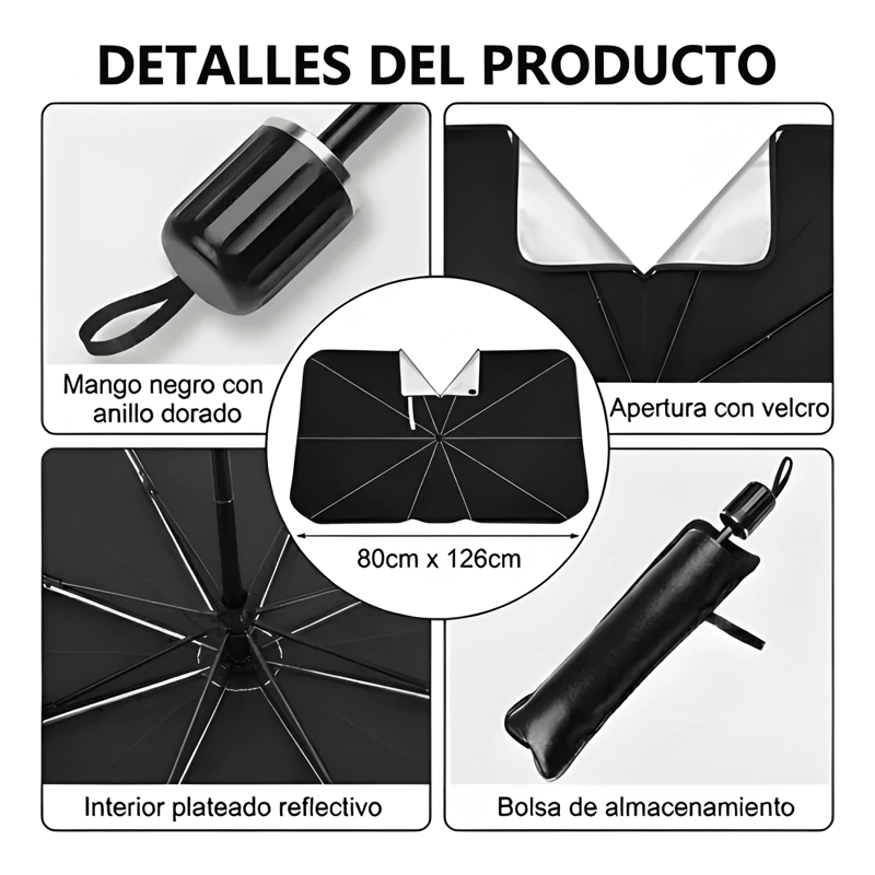 QUITASOL PARASOL PARABRISAS AUTO SOMBRILLA CUBRE SOL AUTO - 1