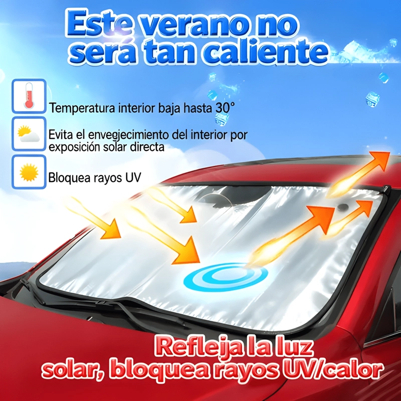 PROTECTOR SOLAR PARABRISA /TAPA SOL AUTO 60*130CM AZUL - 3