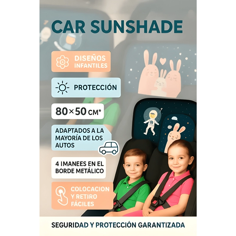 CORTINA PARASOL INFANTIL AUTO UV PROTECCION IMAN VENTANA PLU - 4
