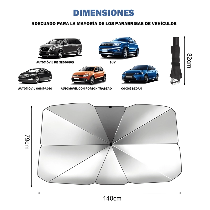 QUITASOL TIPO SOMBRILLA PARA AUTO PARABRISA UNIVERSAL PLUS - 3