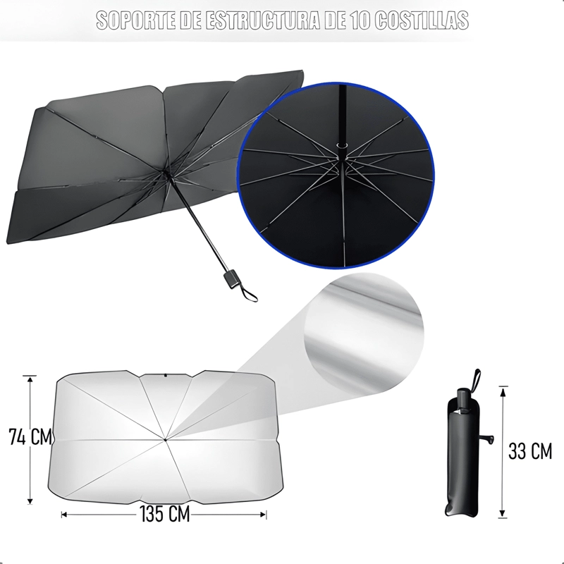 QUITASOL TIPO SOMBRILLA PARA AUTO PARASOL RETRACTIL PRO - 1