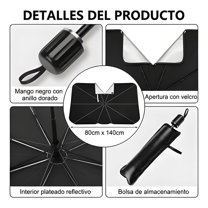 TAPA SOL AUTO TIPO SOMBRILLA CUBRE PARABRISA PLEGABLE L - 3