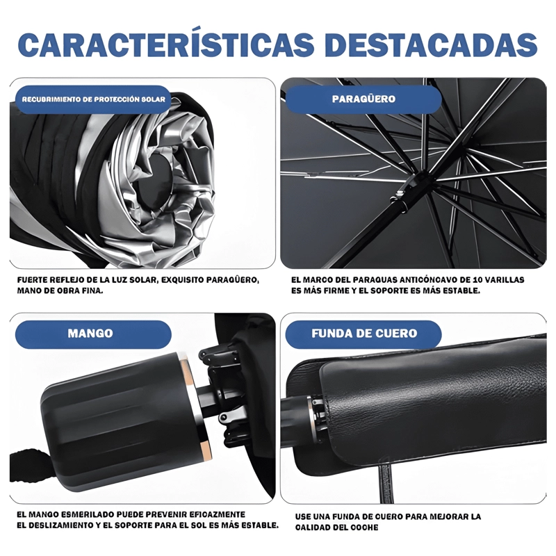 QUITASOL TIPO SOMBRILLA PARASOL PARABRISAS AUTO CUBRE MAX - 4