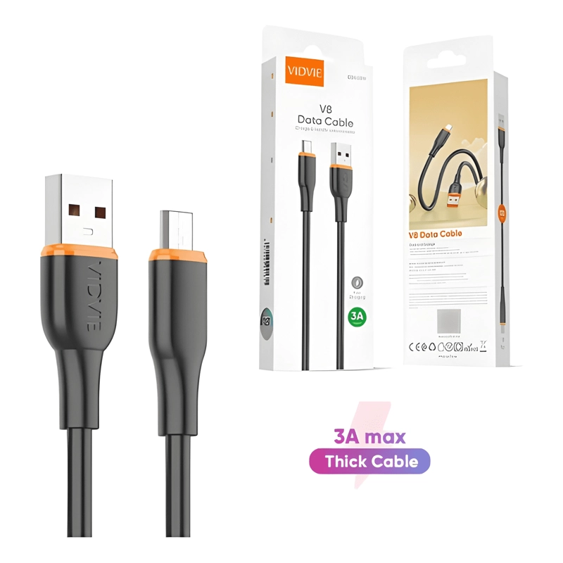 GENÉRICO CABLE USB MICRO-USB VIDVIE CB411 1M CARGA 15W MOTOROLA NEGRO