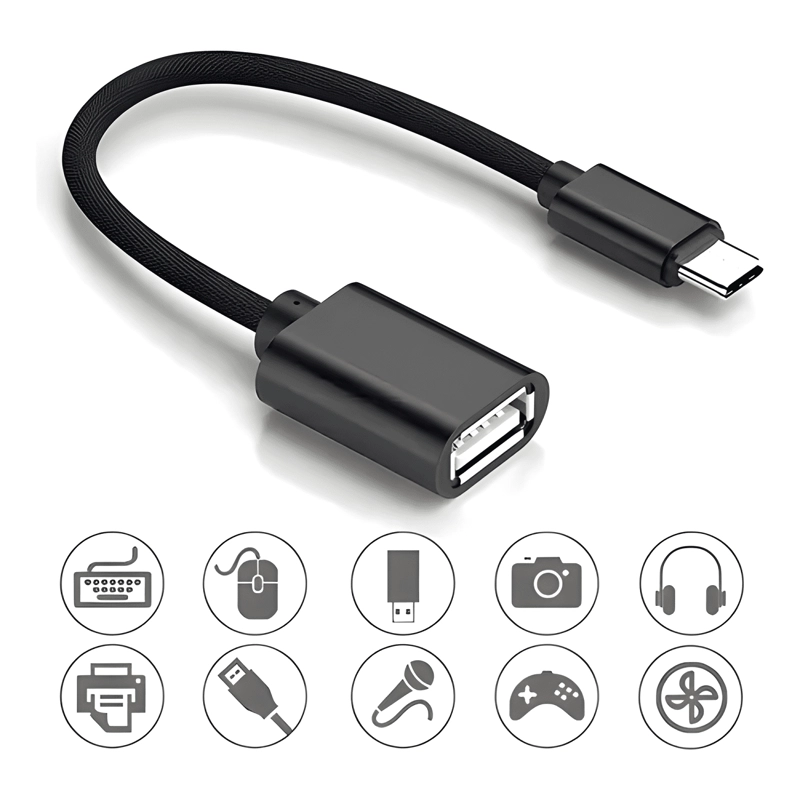 GENÉRICO CABLE ADAPTADOR OTG USB A MICRO-USB 15CM S-K07 NEGRO