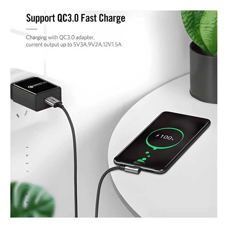 CABLE CARGA RAPIDA 60W USB A - USB C 90° 1 METRO - 4