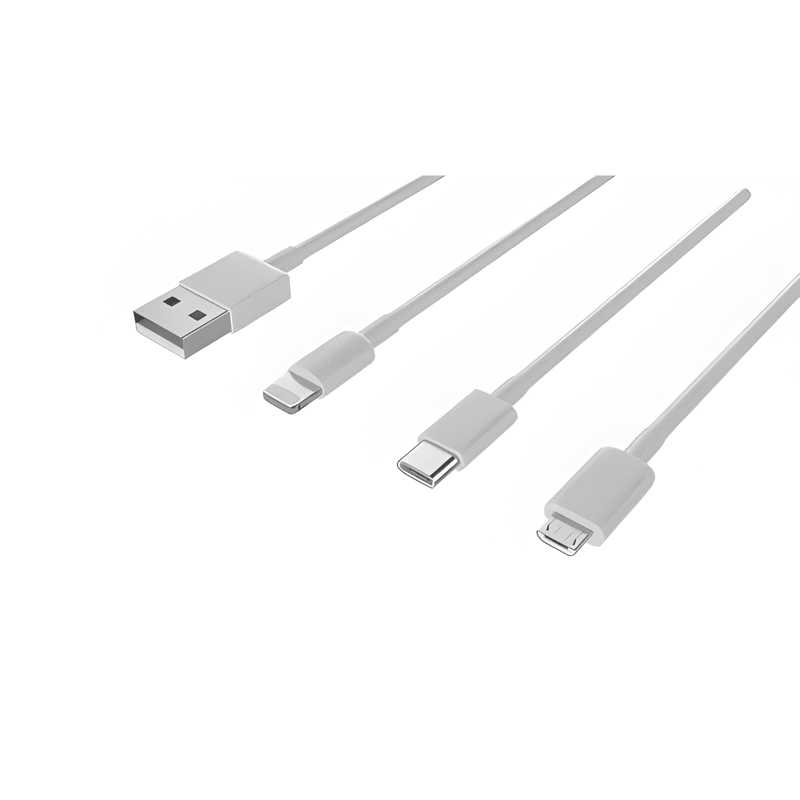 GENÉRICO CABLE CARGADOR USB 3 EN 1 TIPO-C/MICRO BLANCO